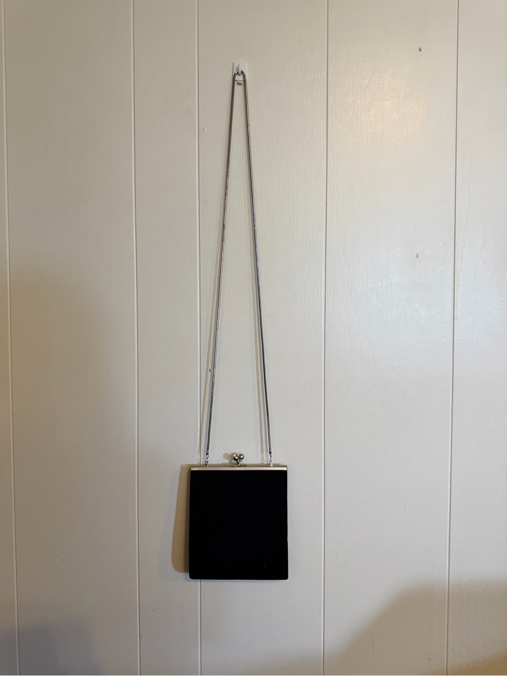 Black Velvet Evening Clutch/Crossbody Bag with Silver Chain